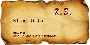Kling Ditta névjegykártya